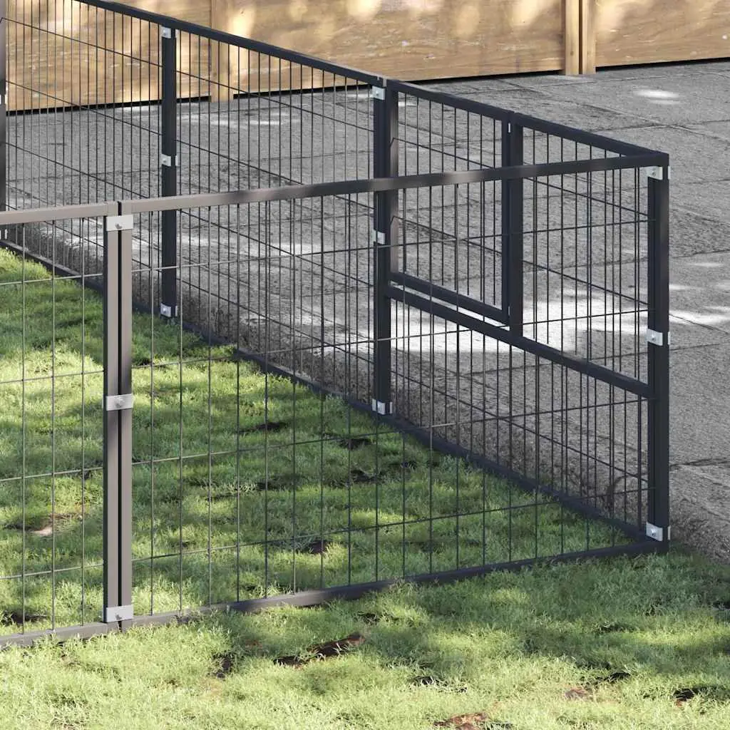 Dog Kennel Outdoor Pet Enclosure 36 m² Large Steel Wire Mesh Run Black