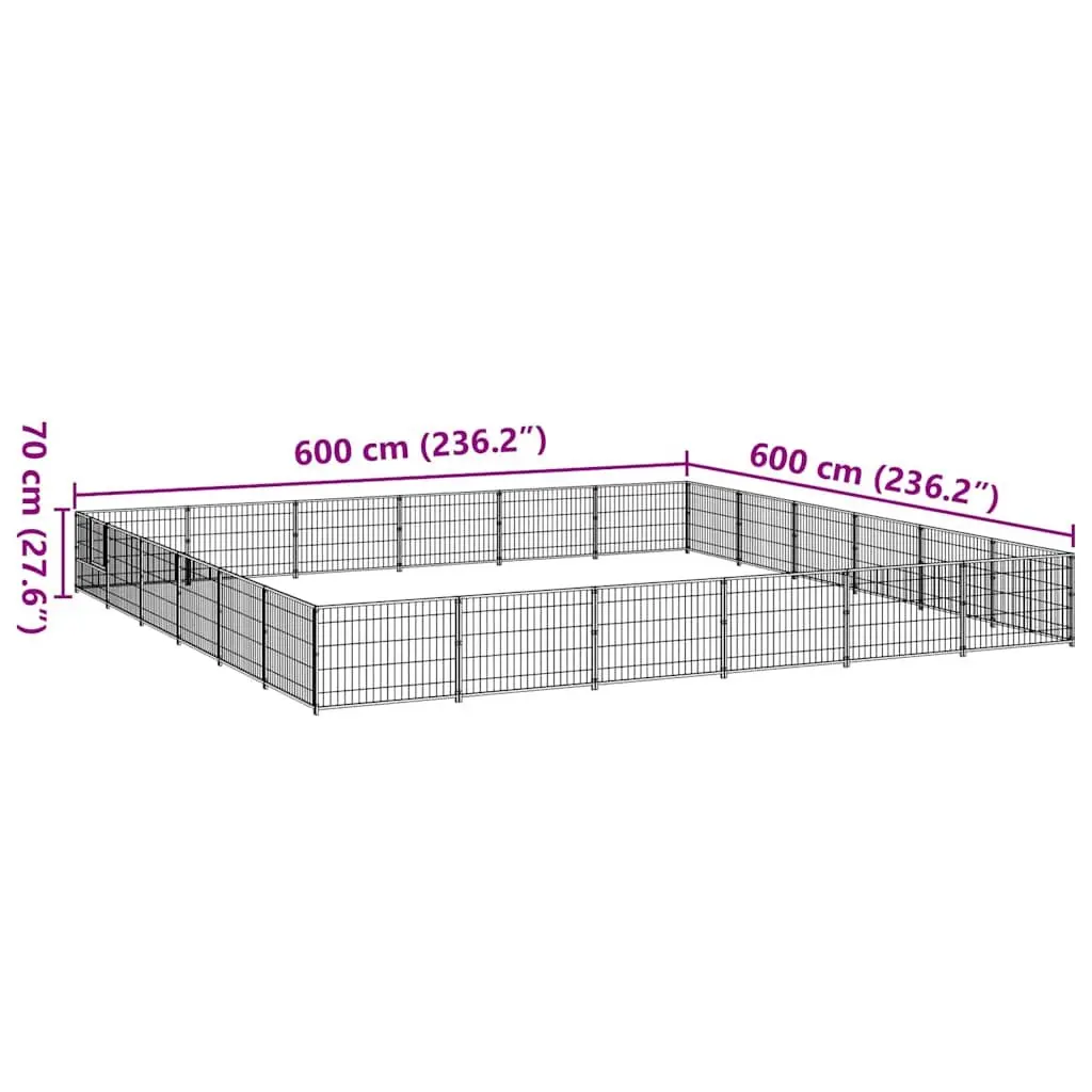 Dog Kennel Outdoor Pet Enclosure 36 m² Large Steel Wire Mesh Run Black