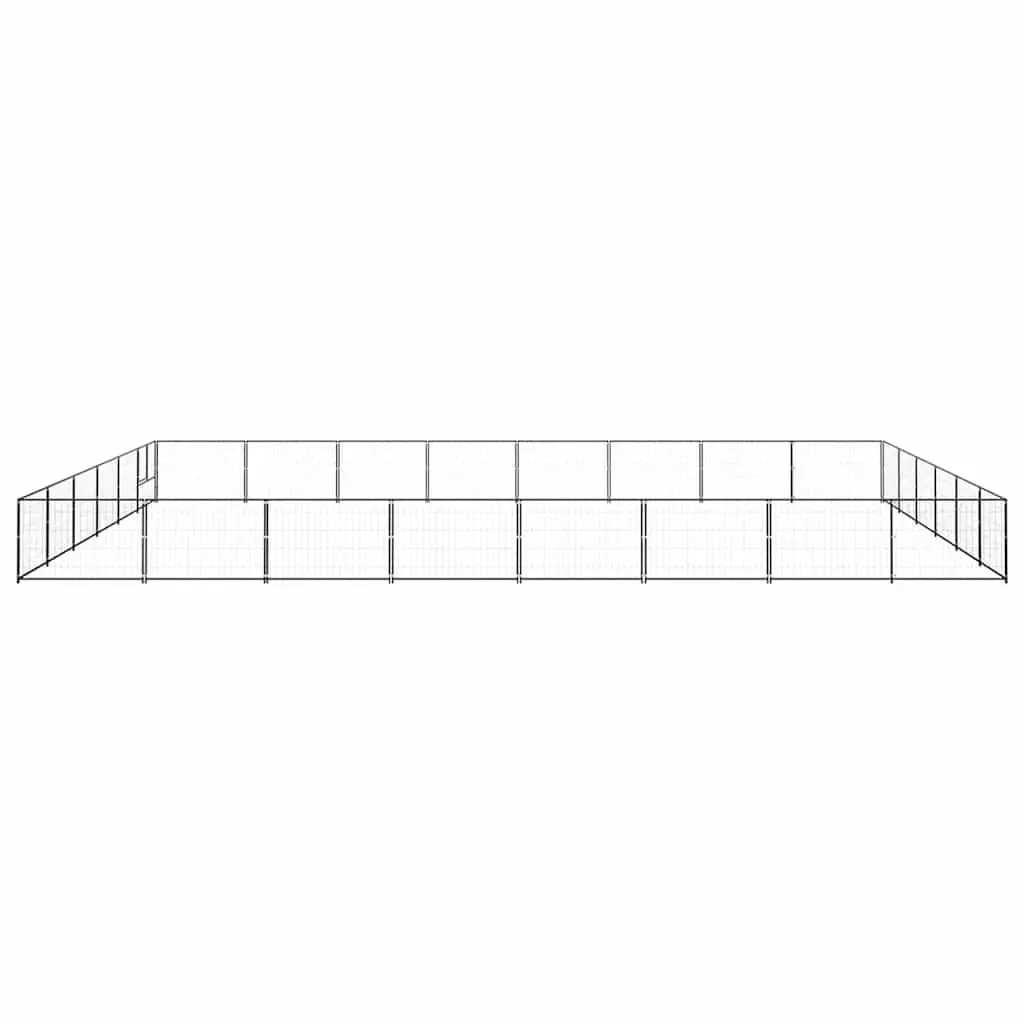 Dog Kennel Outdoor Exercise Space 48m² Black Steel Wire Mesh