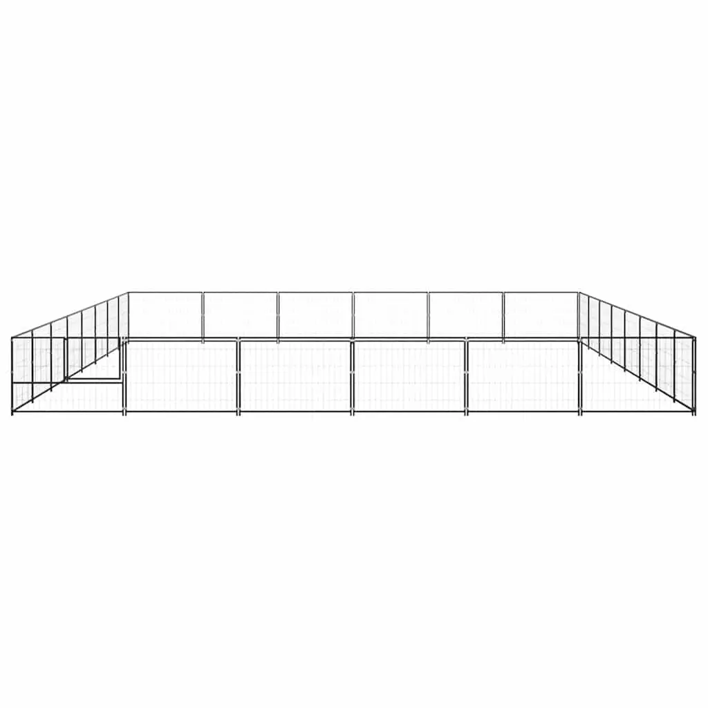 Dog Kennel Outdoor Exercise Space 48m² Black Steel Wire Mesh