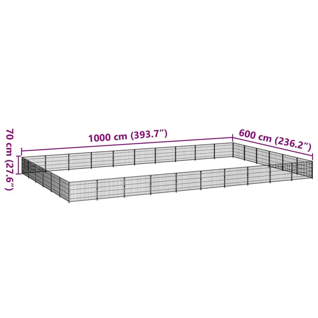 Dog Kennel Outdoor Pet Enclosure 60m² Steel Wire Mesh Silver