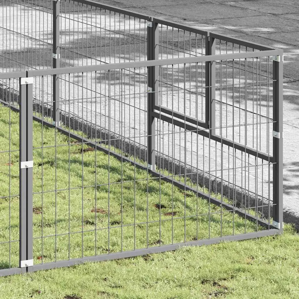 Dog Kennel Outdoor Exercise Run Pen Large Steel Wire Mesh Silver