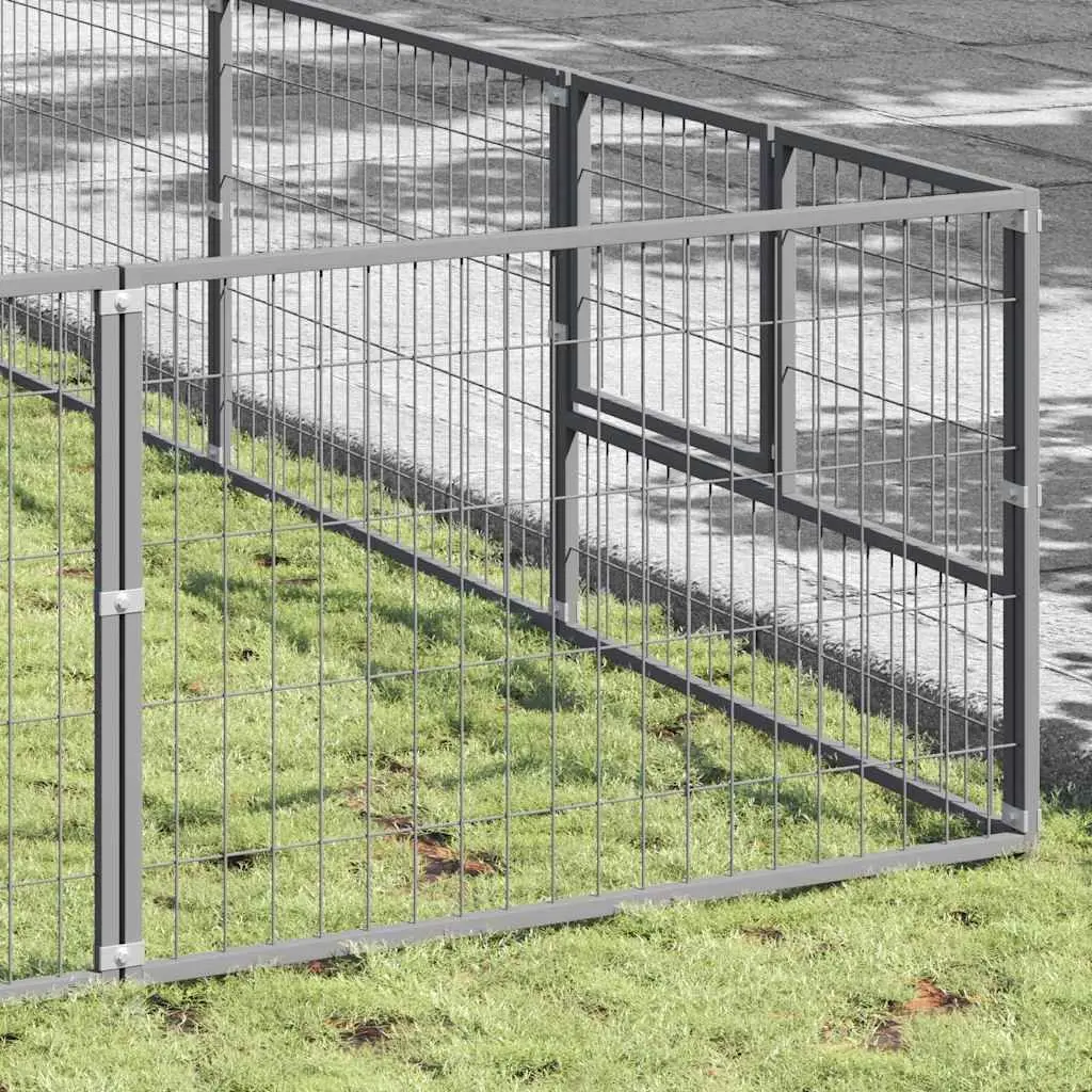 Dog Kennel Outdoor Exercise Space Large Silver Steel Wire Mesh