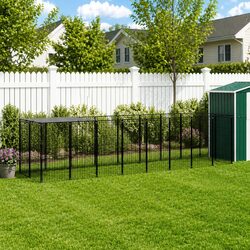 Dog Kennel Outdoor Steel Wire Mesh Enclosure Black Large Pet Cage Run