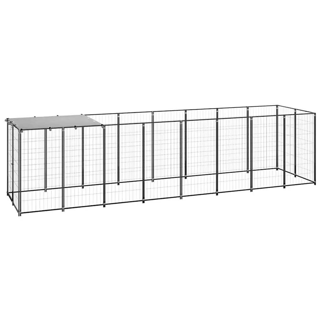 Black Large Outdoor Dog Kennel Steel Wire Mesh Pet Cage Run