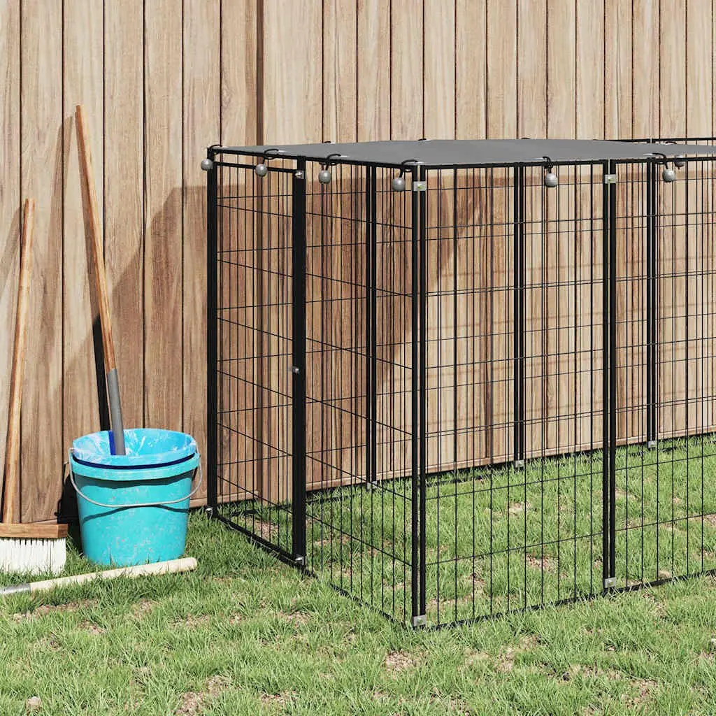 Black Large Outdoor Dog Kennel Steel Wire Mesh Pet Cage Run