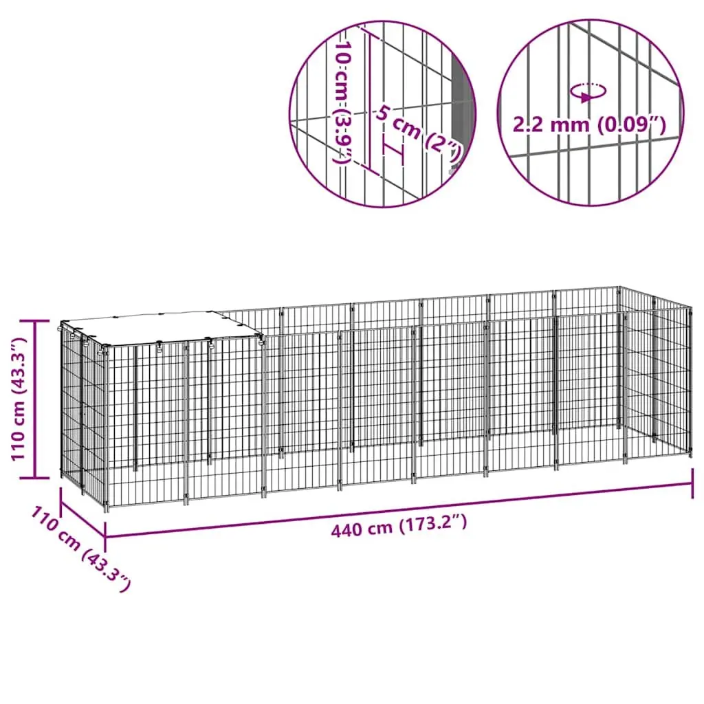 Black Large Outdoor Dog Kennel Steel Wire Mesh Pet Cage Run