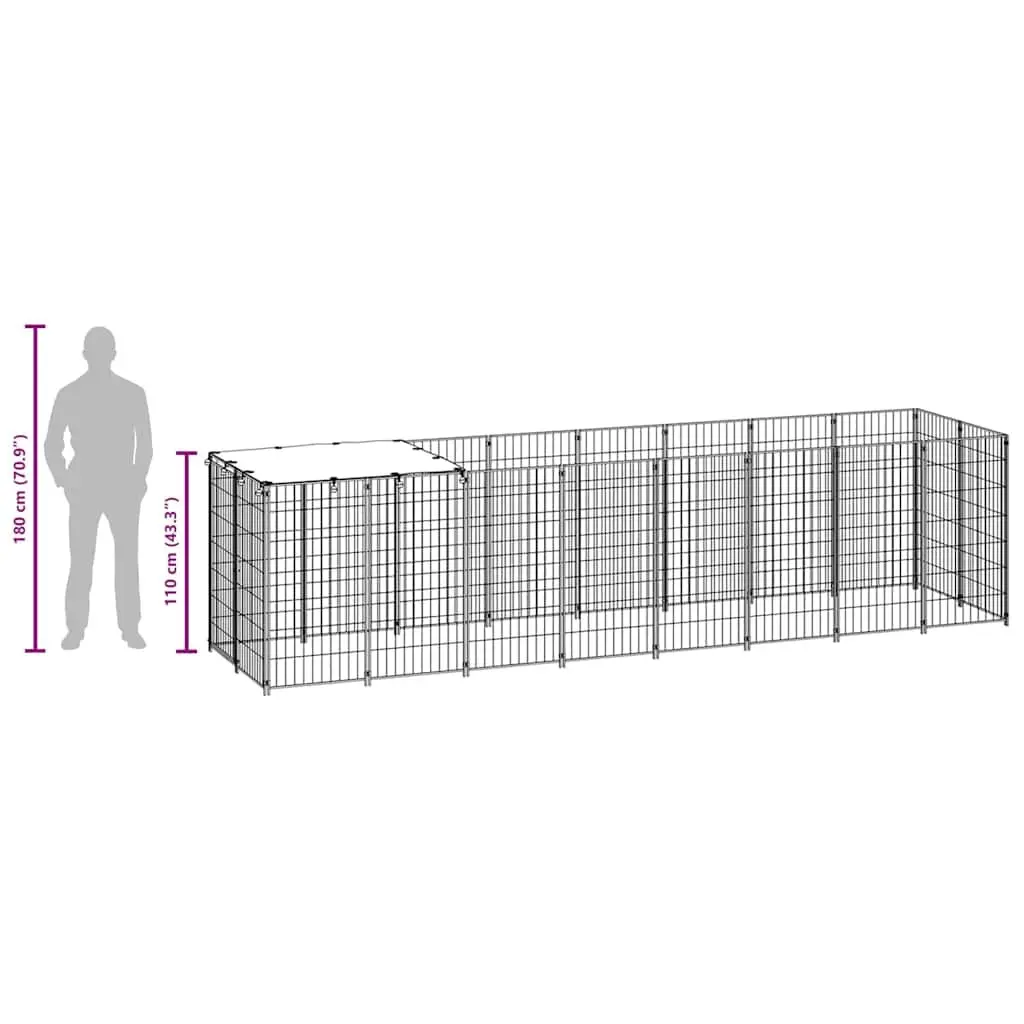 Black Large Outdoor Dog Kennel Steel Wire Mesh Pet Cage Run