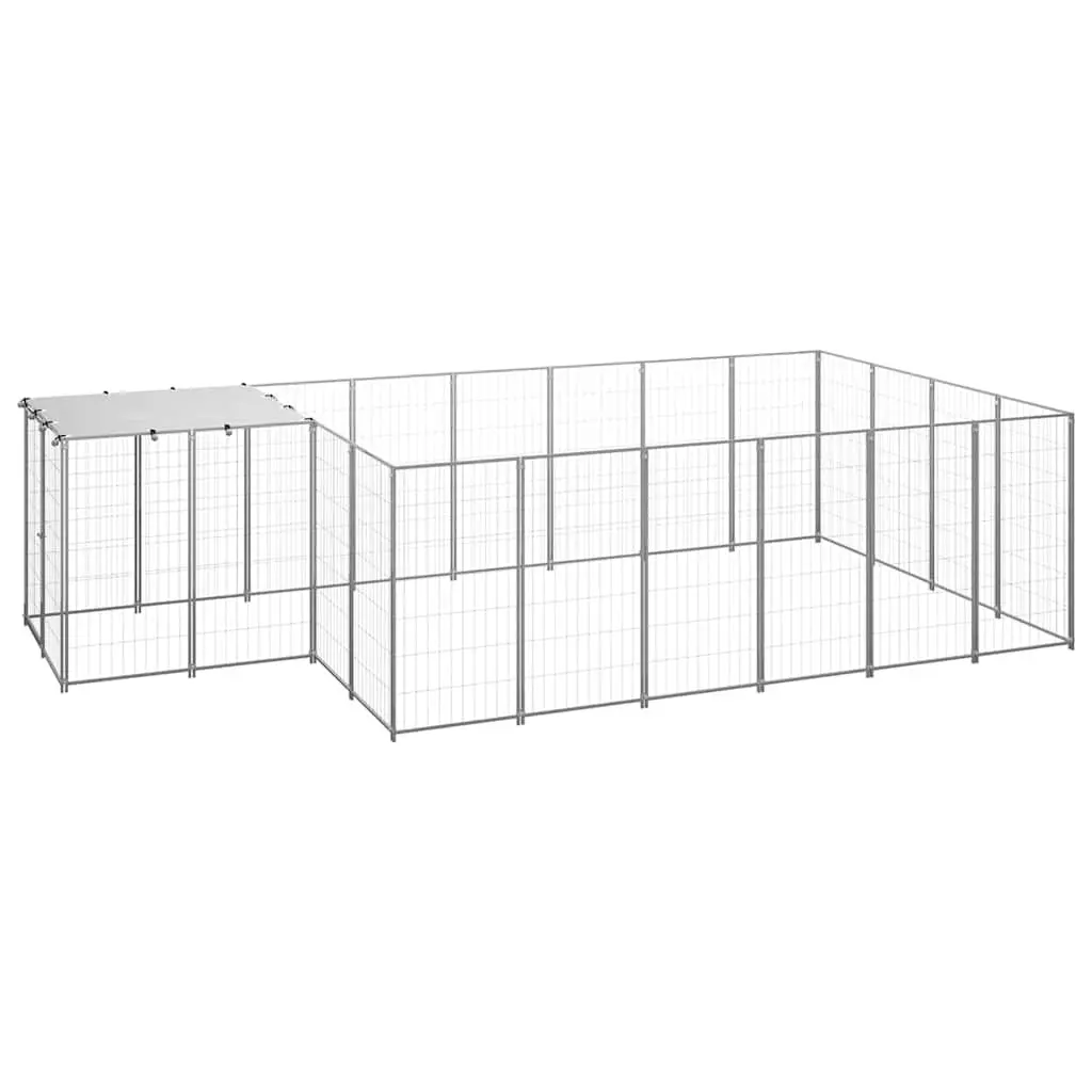 Dog Kennel Outdoor Exercise Area Large Silver Steel Enclosure