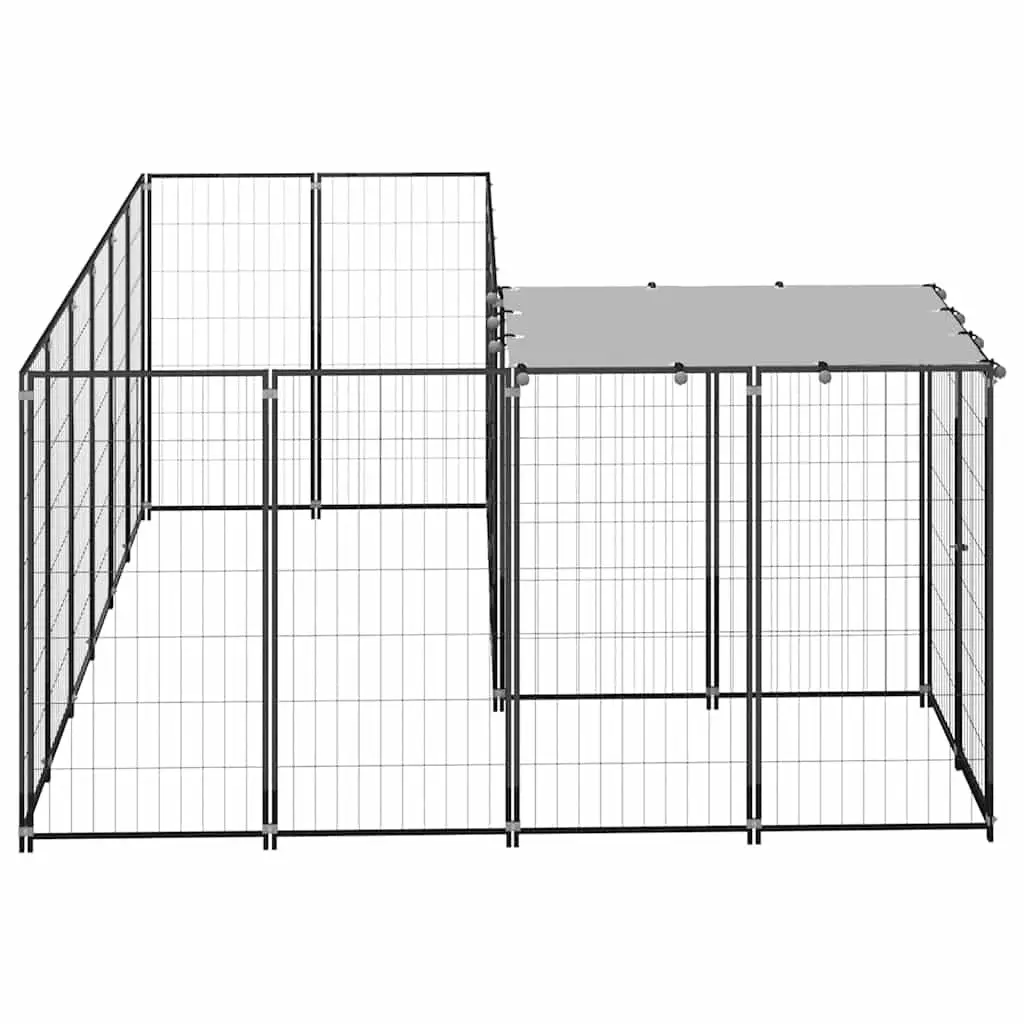 Dog Kennel Outdoor Steel Pet Enclosure Large Exercise Space Black