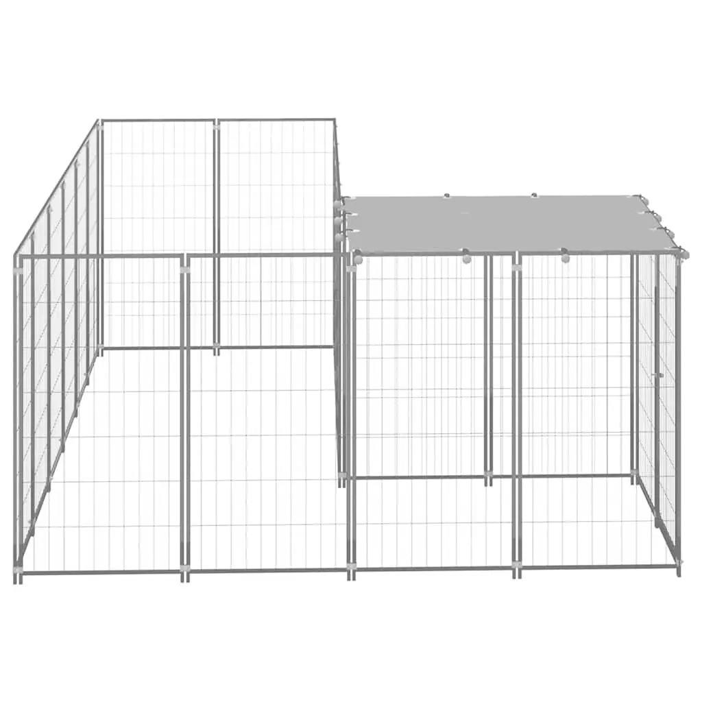 Dog Kennel Outdoor Exercise Cage 4.84m² Silver Steel Wire Mesh