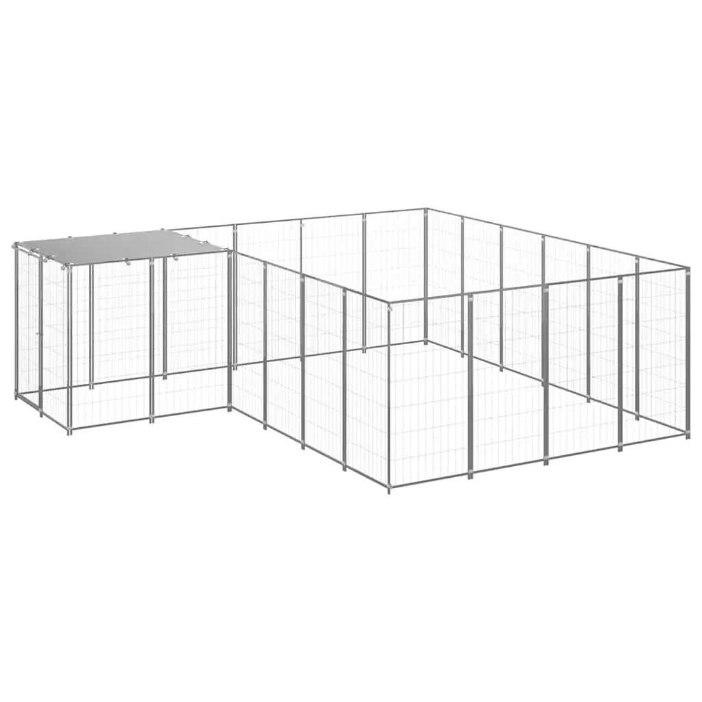 Dog Kennel Outdoor Run Enclosure Steel Wire Mesh Cage Large Exercise Play Pen Silver