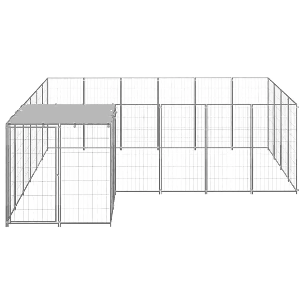 Dog Kennel Outdoor Run Enclosure Steel Wire Mesh Cage Large Exercise Play Pen Silver