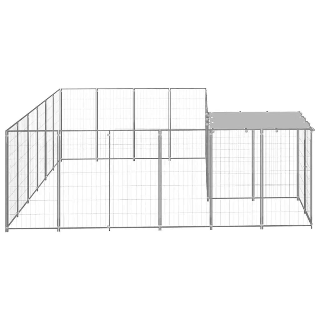 Dog Kennel Outdoor Run Enclosure Steel Wire Mesh Cage Large Exercise Play Pen Silver