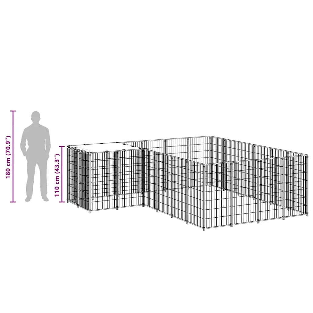 Dog Kennel Outdoor Run Enclosure Steel Wire Mesh Cage Large Exercise Play Pen Silver