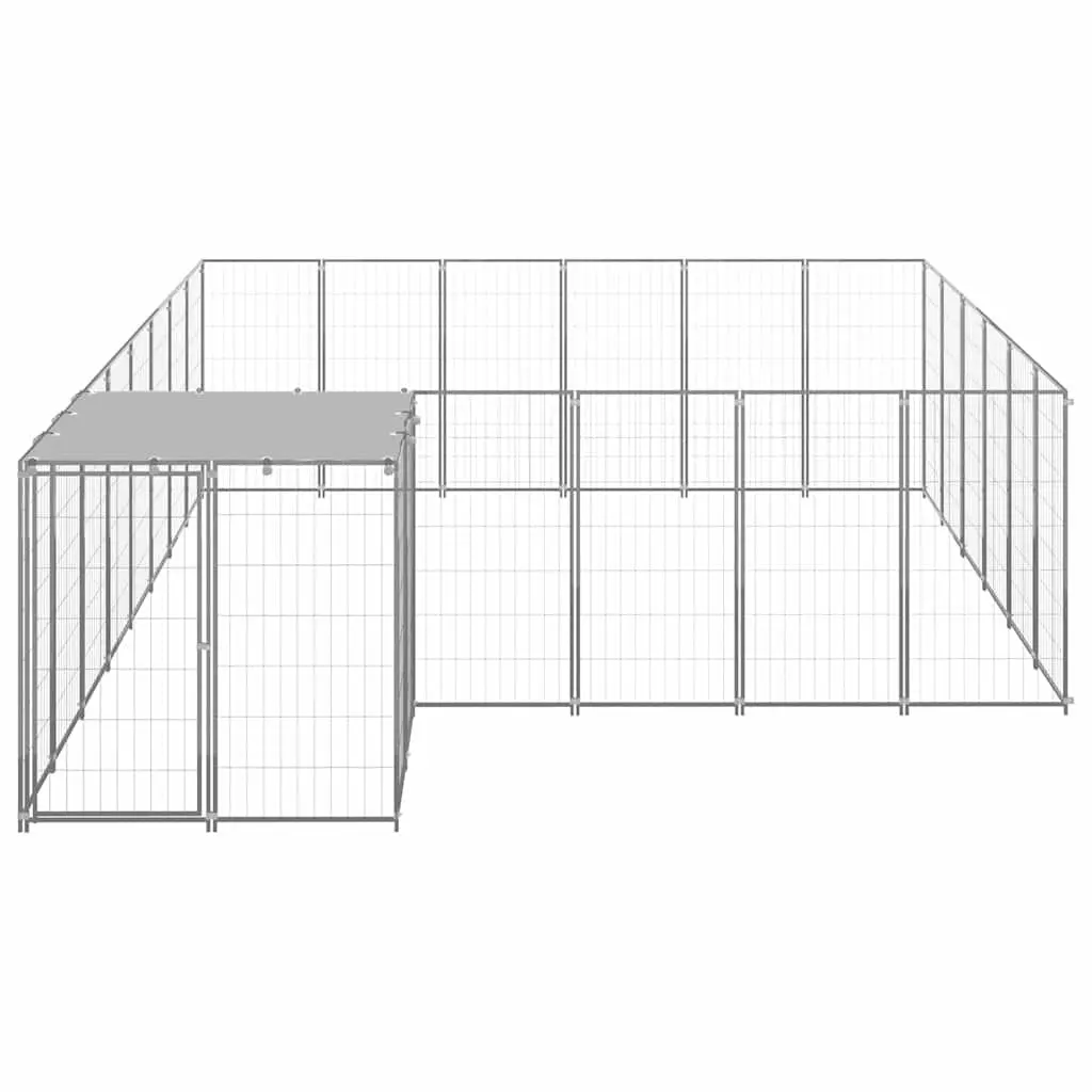 Large Outdoor Dog Cage Steel Wire Mesh Kennel Enclosure Silver
