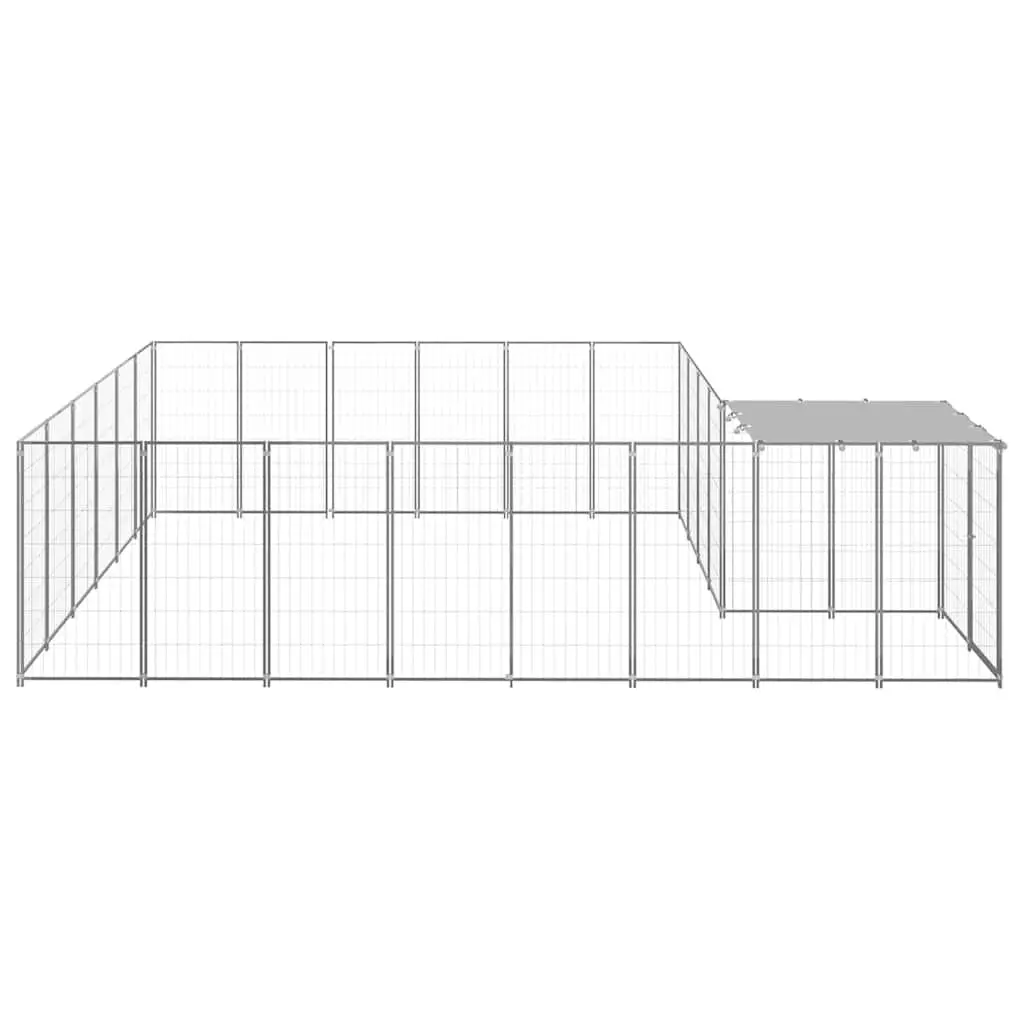 Large Outdoor Dog Cage Steel Wire Mesh Kennel Enclosure Silver