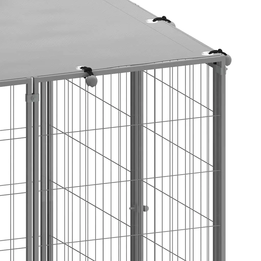 Large Outdoor Dog Cage Steel Wire Mesh Kennel Enclosure Silver
