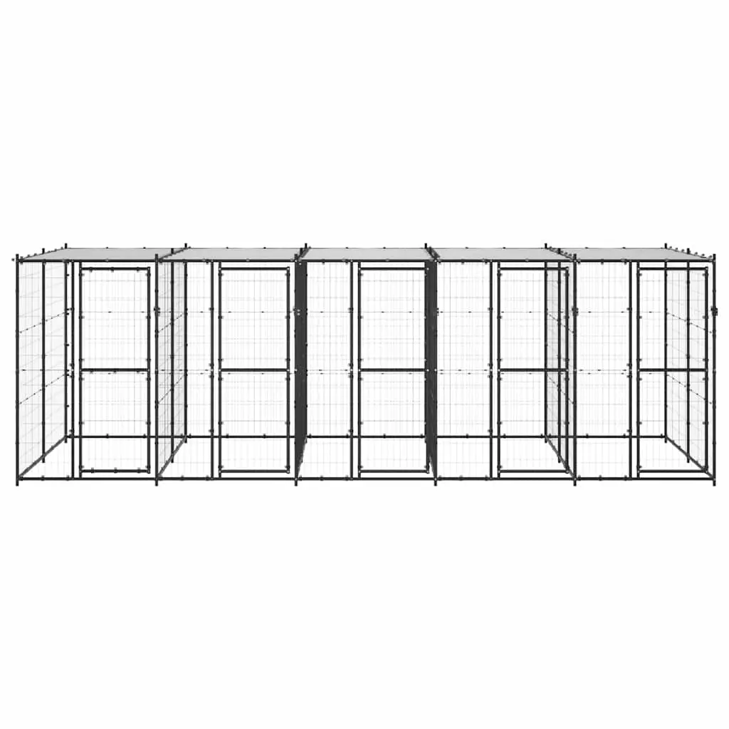 Dog Kennel Outdoor Exercise Enclosure Large Black Steel Mesh Roof