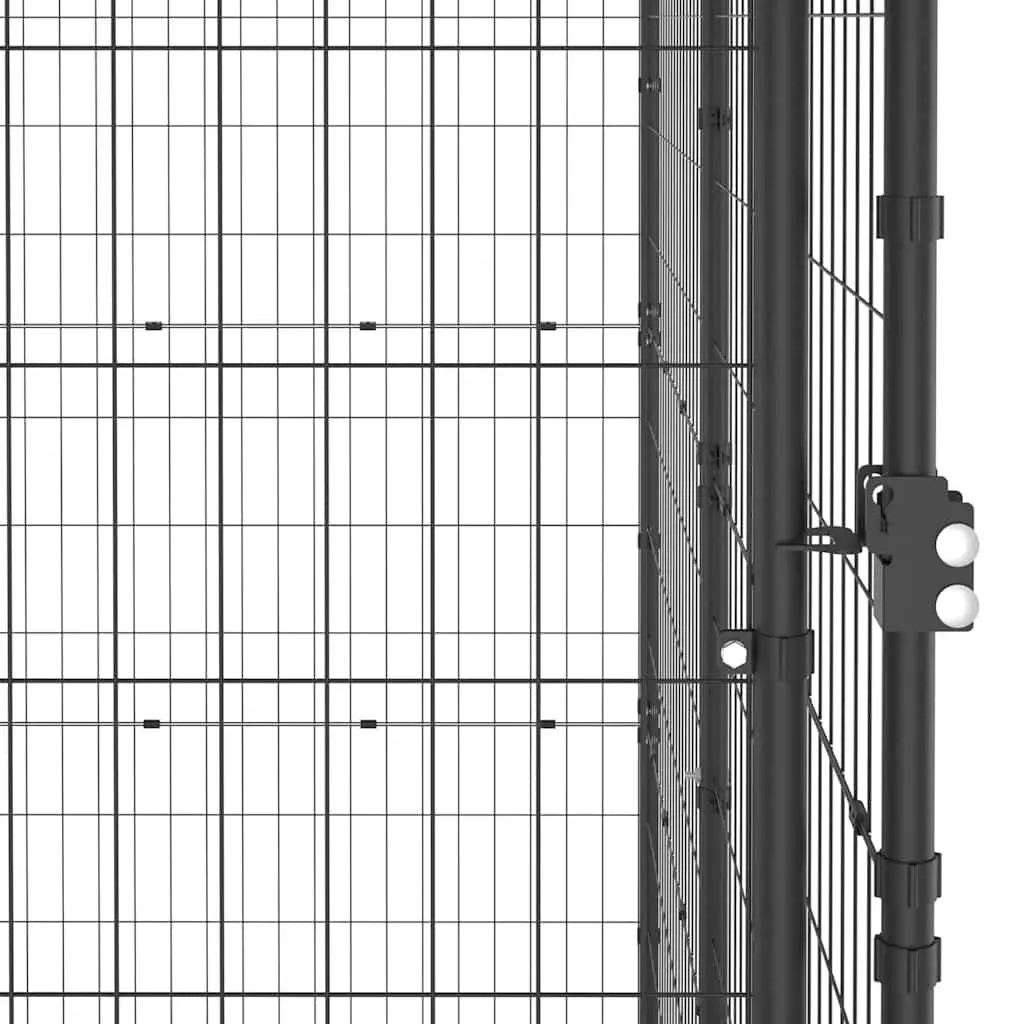 Dog Kennel Outdoor Exercise Enclosure Large Black Steel Mesh Roof