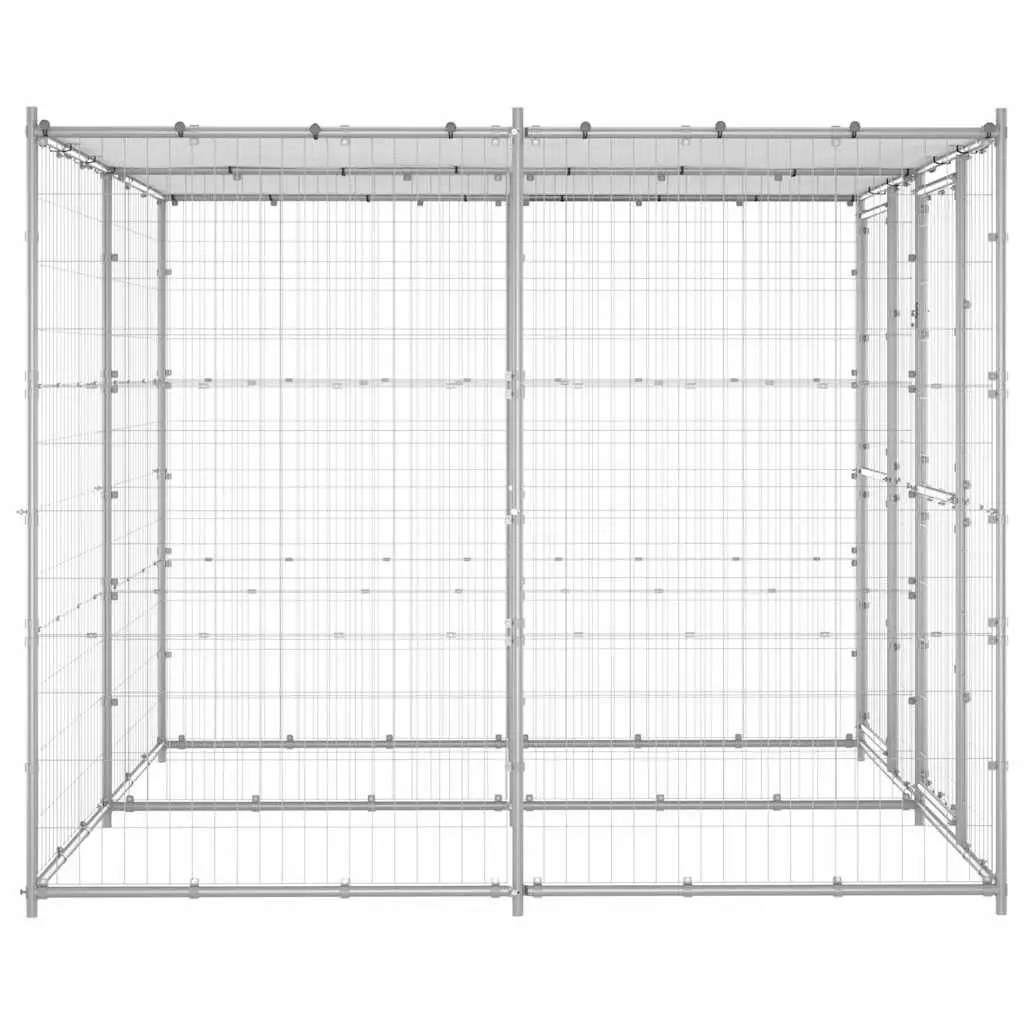 Dog Kennel Exercise Run 4.84 m² Galvanised Steel Silver