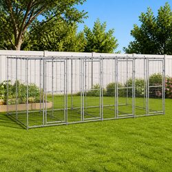 Outdoor Dog Kennel Galvanised Steel Roof Mesh Run Enclosure Exercise Space