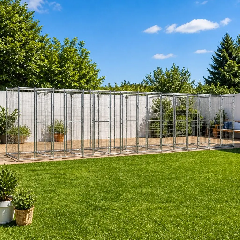Dog Kennel Outdoor Run Exercise Pen Galvanised Steel Mesh Enclosure Play Area