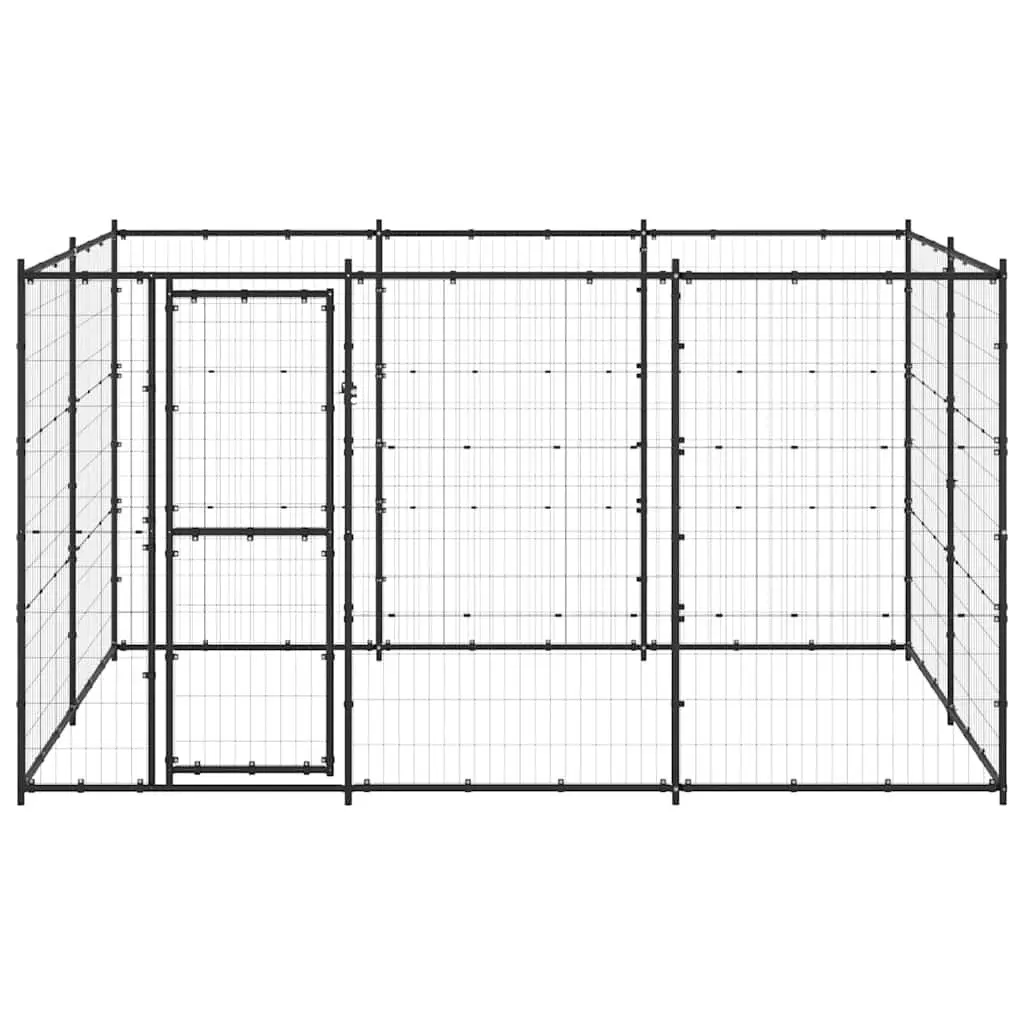 Dog Kennel Outdoor Exercise Pen Enclosure 7.26 m² Black
