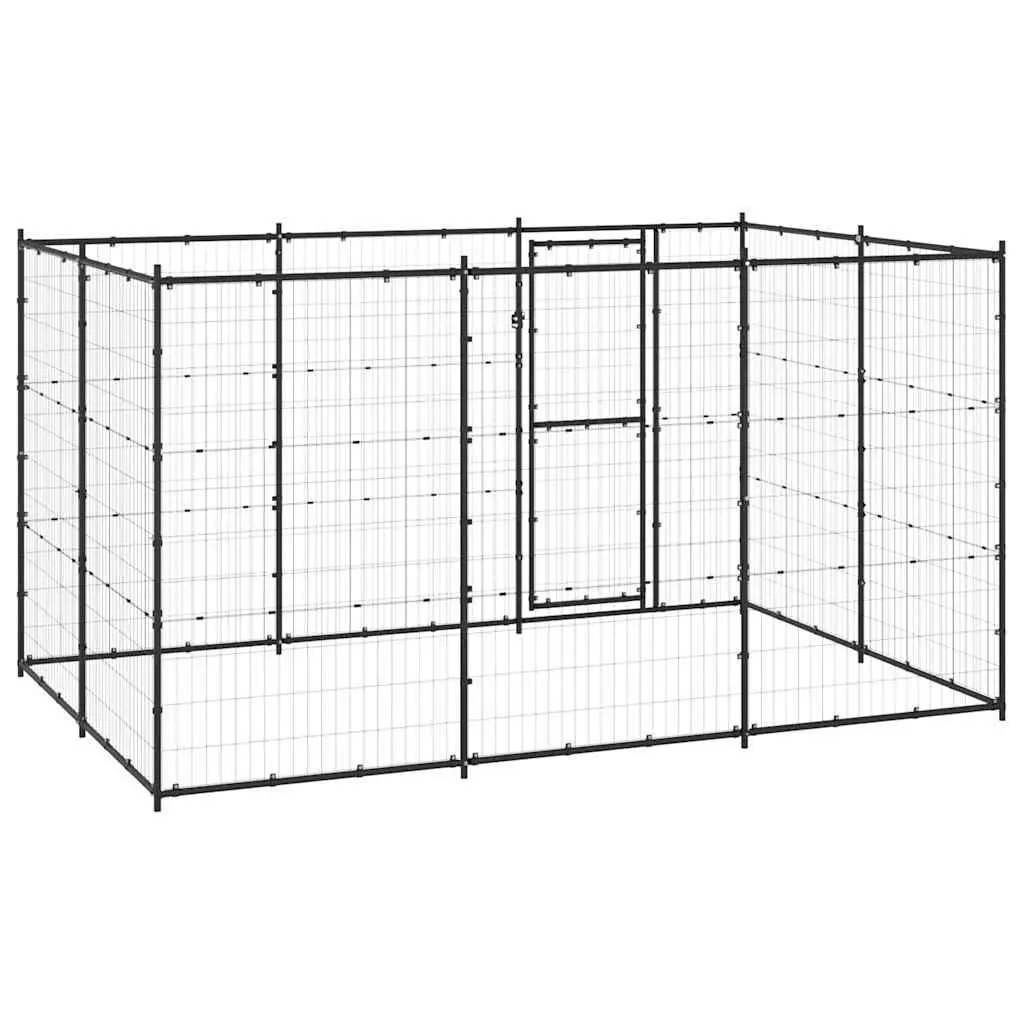 Dog Kennel Outdoor Exercise Pen Enclosure 7.26 m² Black