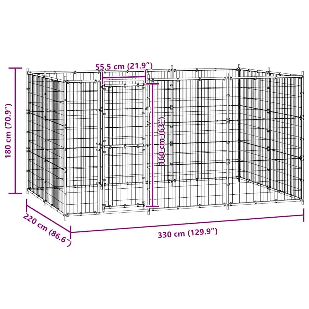 Dog Kennel Outdoor Exercise Pen Enclosure 7.26 m² Black