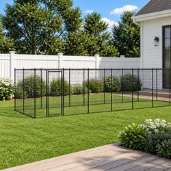 Reliable Outdoor Dog Kennel with Spacious Mesh Enclosure