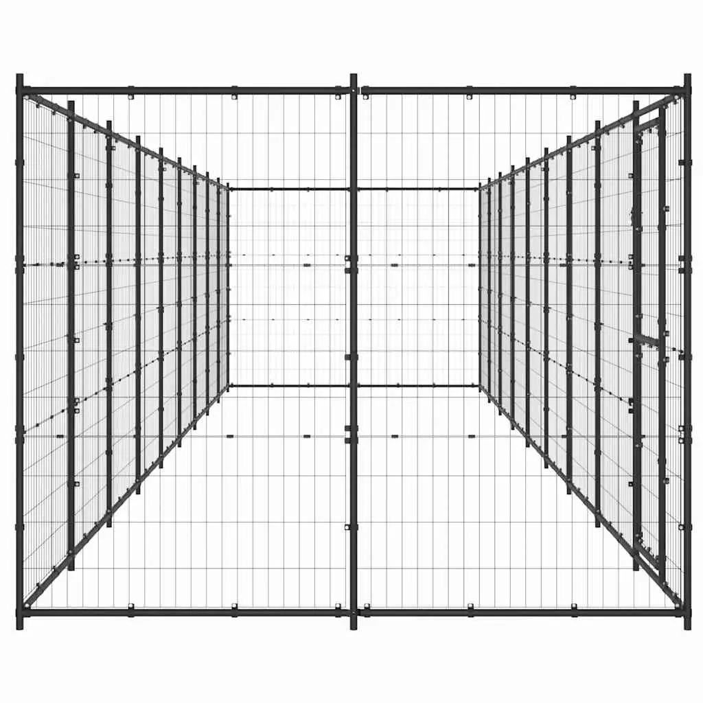 Dog Kennel Outdoor Large Play Pen 21.78 m² Black Mesh Enclosure