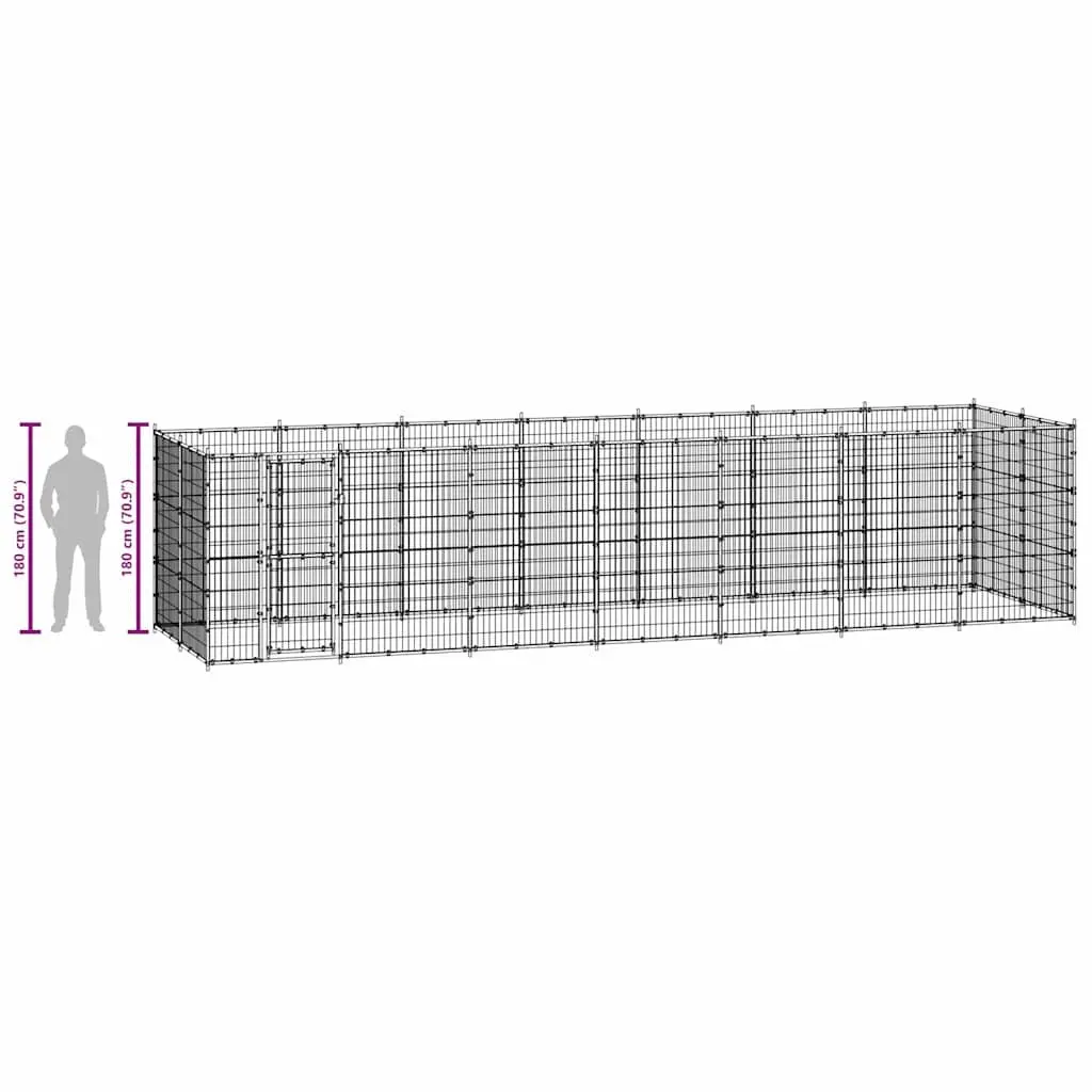 Dog Kennel Outdoor Large Play Pen 21.78 m² Black Mesh Enclosure