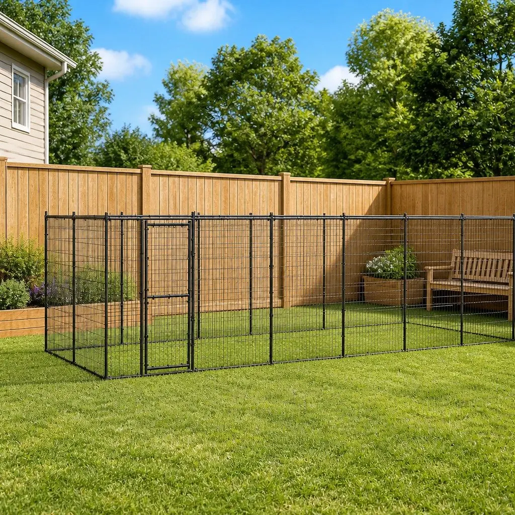 Dog Kennel Outdoor Exercise Run Play Pen 26.62 m² Black Mesh