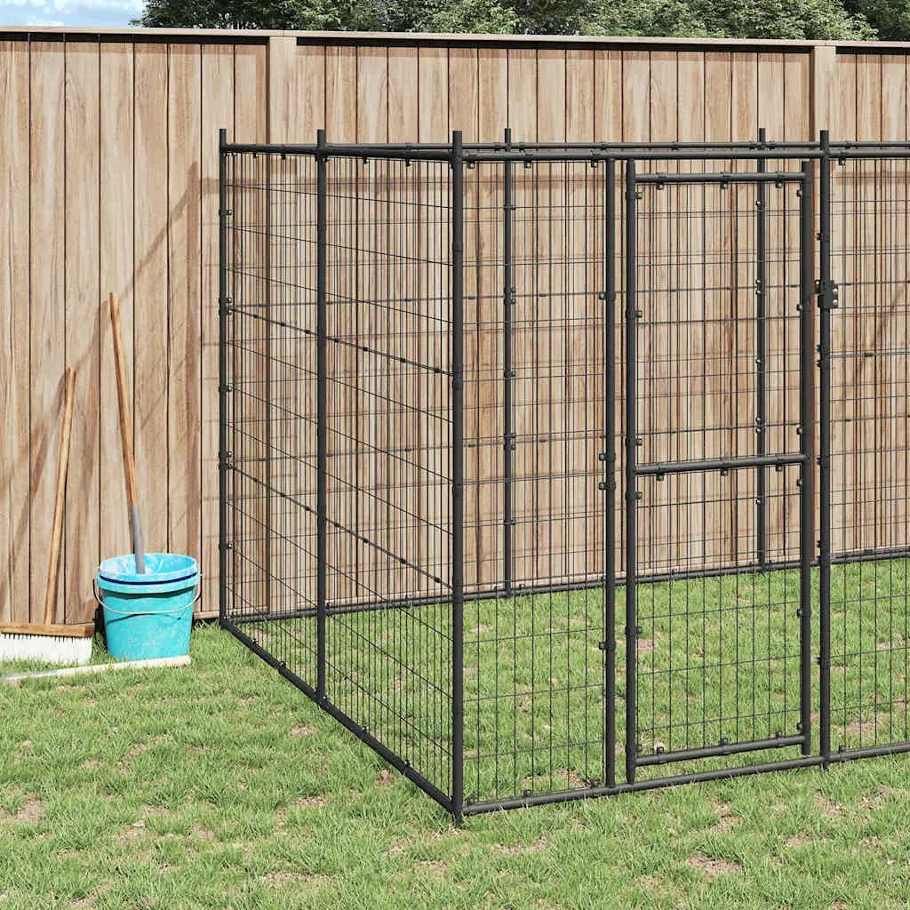 Dog Kennel Outdoor Exercise Run Play Pen 26.62 m² Black Mesh