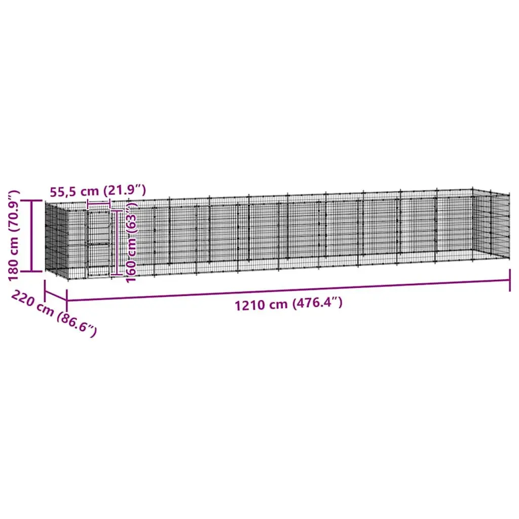 Dog Kennel Outdoor Exercise Run Play Pen 26.62 m² Black Mesh
