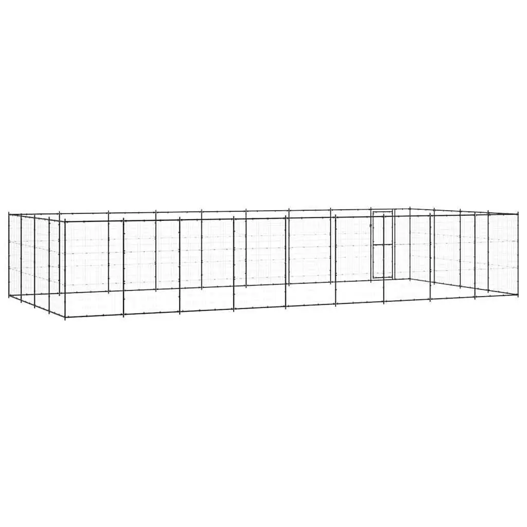 Dog Kennel Outdoor Exercise Play Pen Large Steel Black
