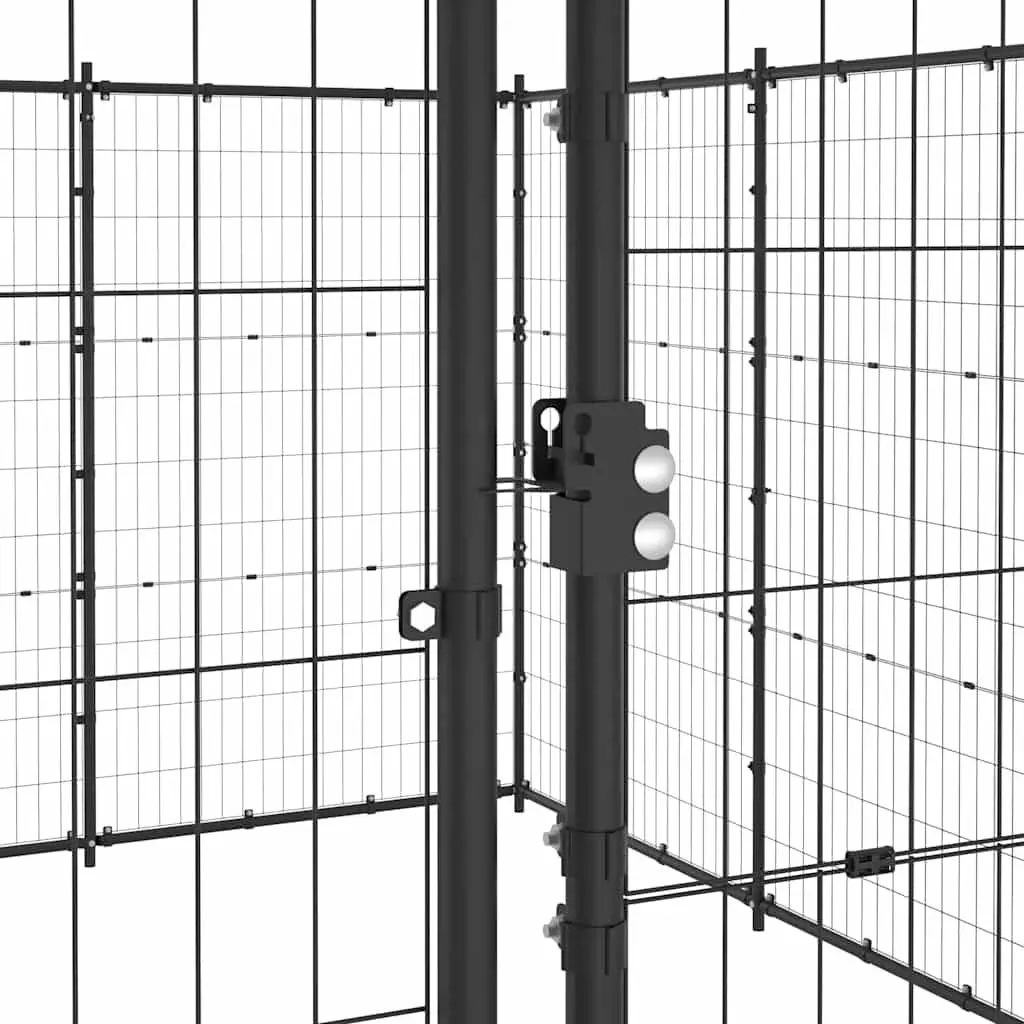 Dog Kennel Outdoor Exercise Play Pen Large Steel Black