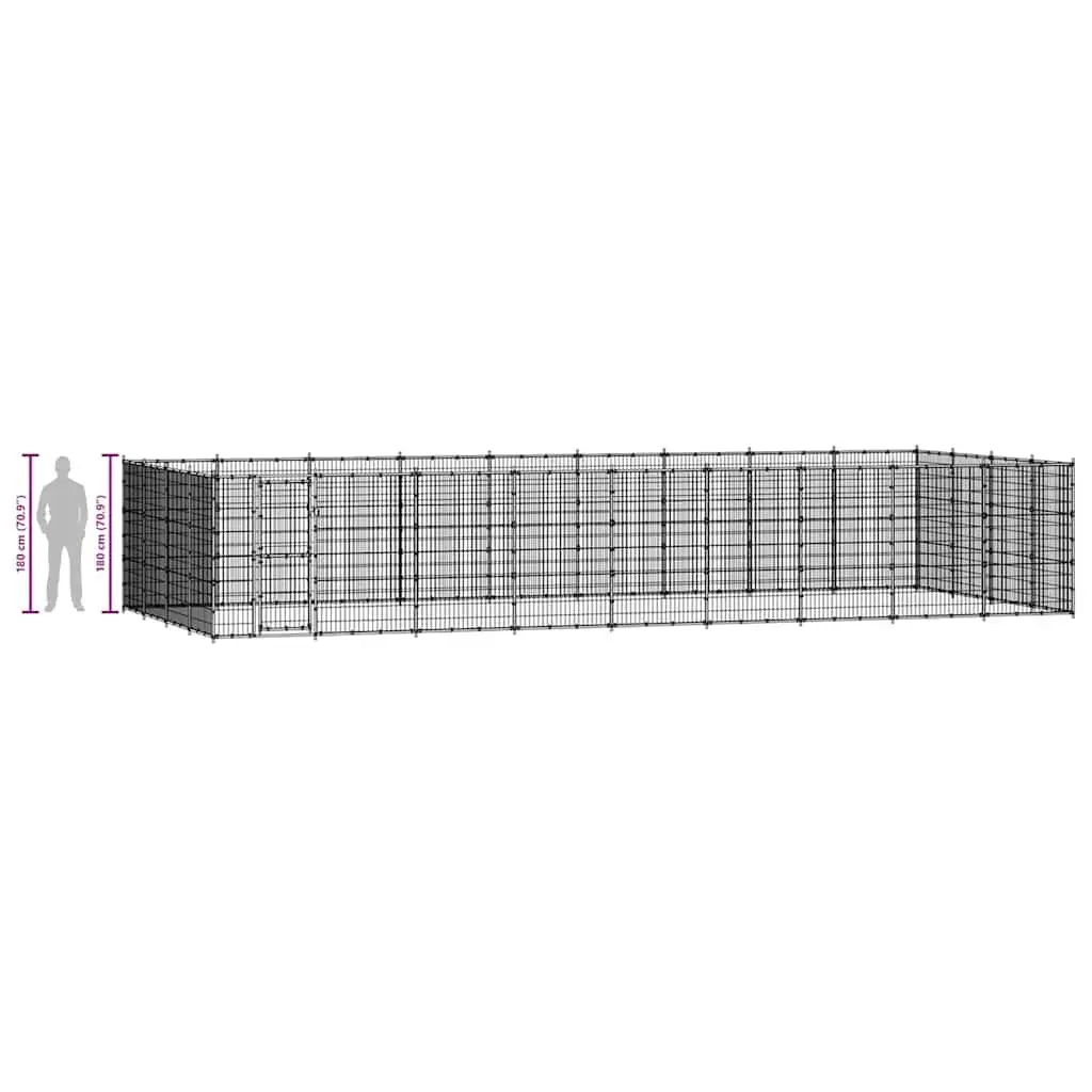 Dog Kennel Outdoor Exercise Play Pen Large Steel Black