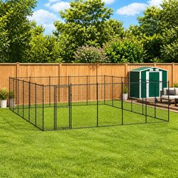 Dog Kennel Outdoor Exercise Run Enclosure Steel Mesh Ventilation Secure