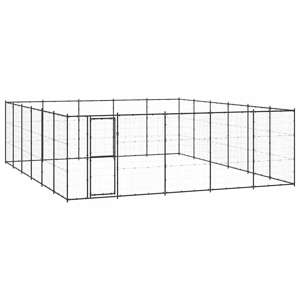 Dog Kennel Outdoor Exercise Run Enclosure 36.3 m² Black Steel Mesh