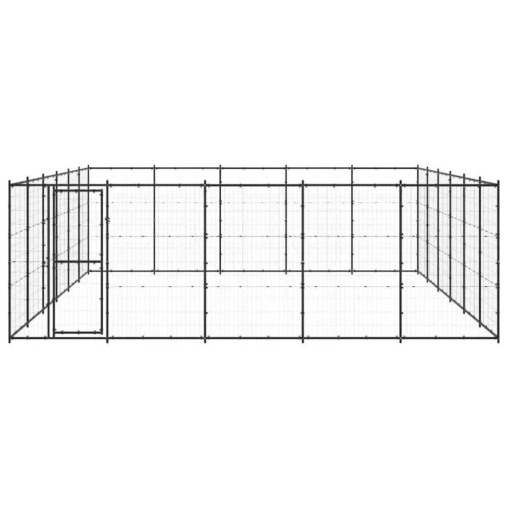 Dog Kennel Outdoor Exercise Run Enclosure 36.3 m² Black Steel Mesh