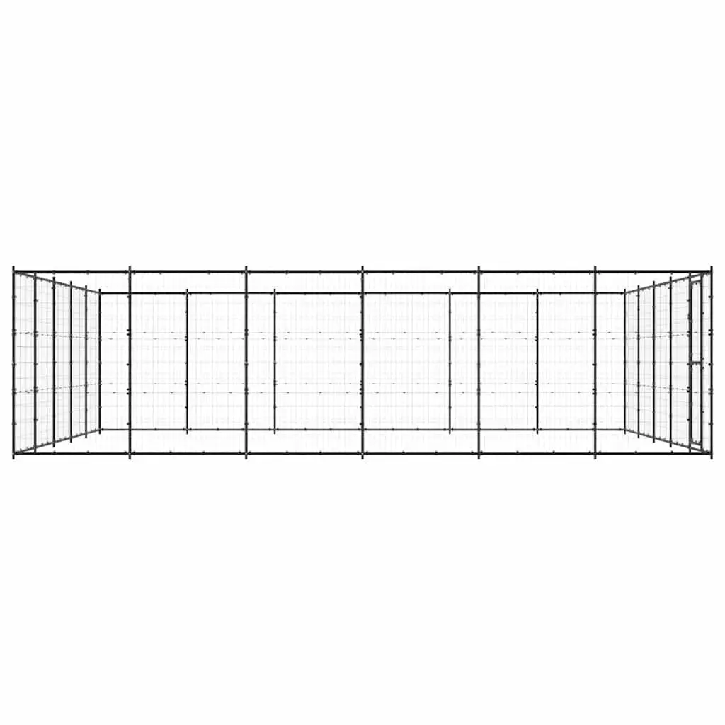 Dog Kennel Outdoor Exercise Run Enclosure 36.3 m² Black Steel Mesh