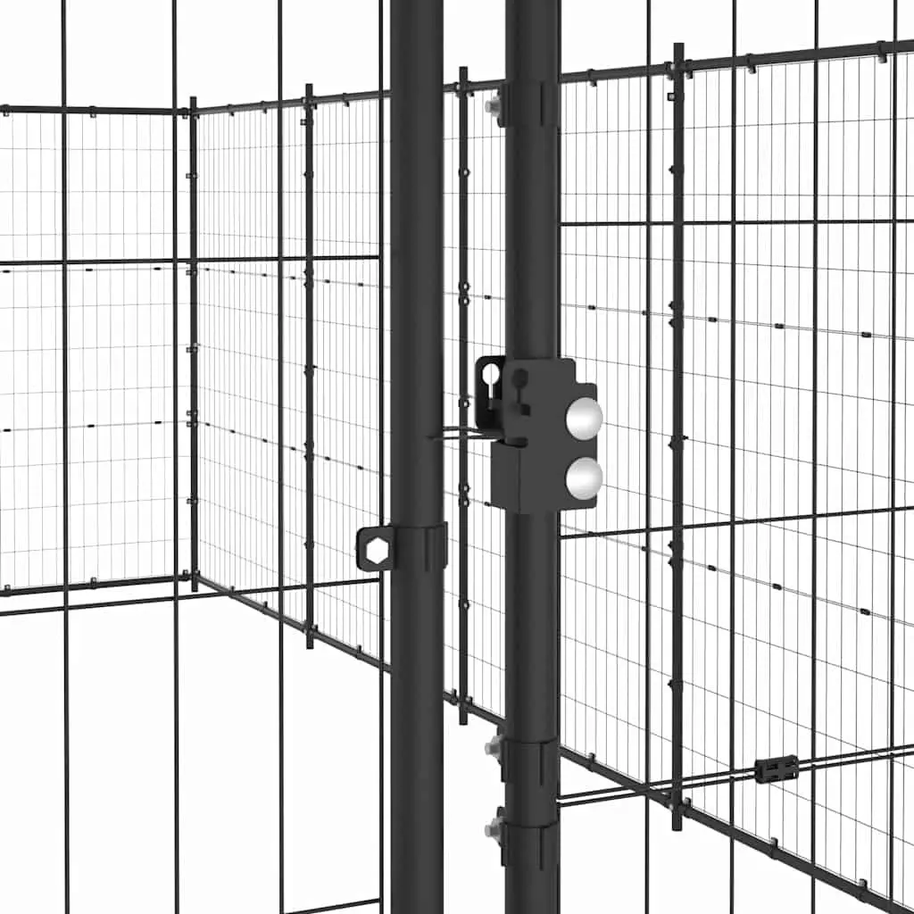 Dog Kennel Outdoor Exercise Run Enclosure 36.3 m² Black Steel Mesh