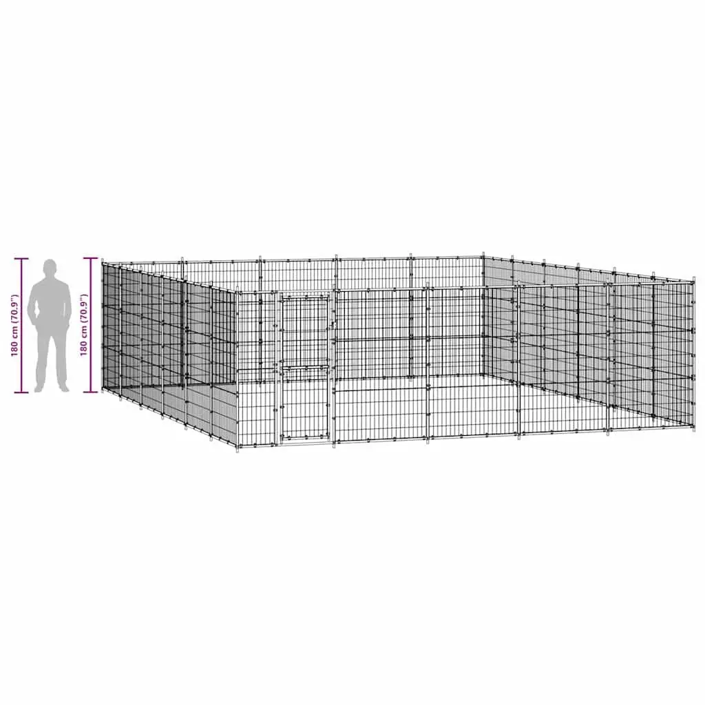 Dog Kennel Outdoor Exercise Run Enclosure 36.3 m² Black Steel Mesh