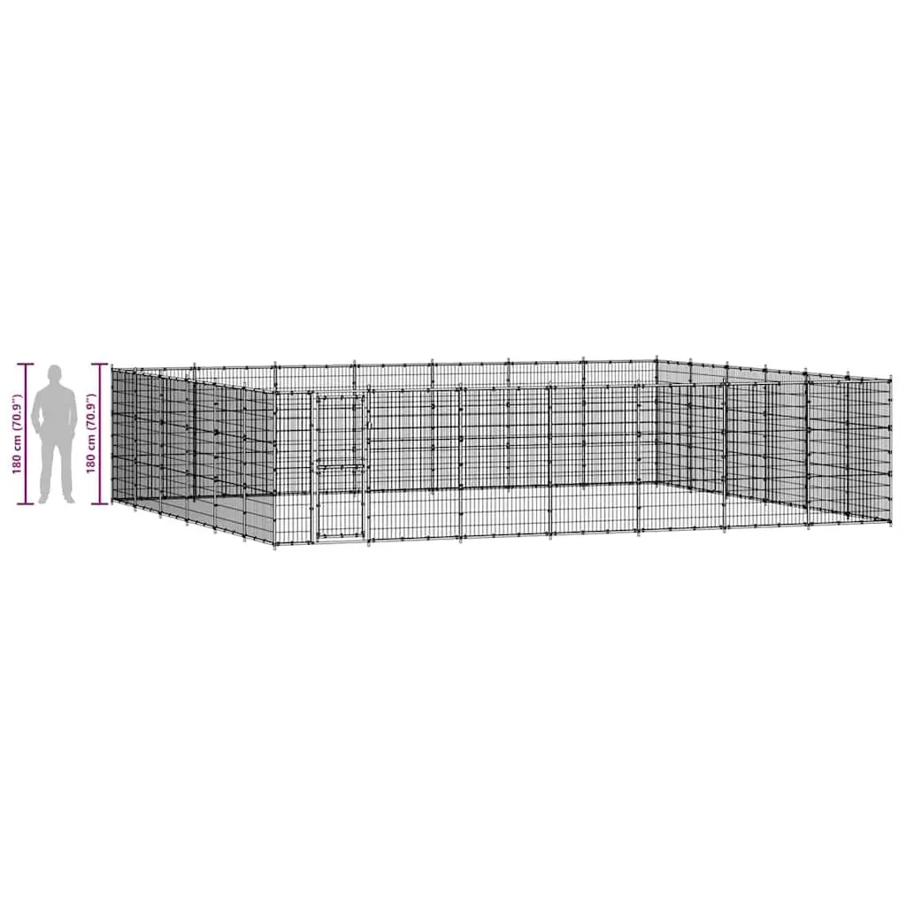 Dog Kennel Outdoor Exercise Pen Large Black Steel Mesh Enclosure