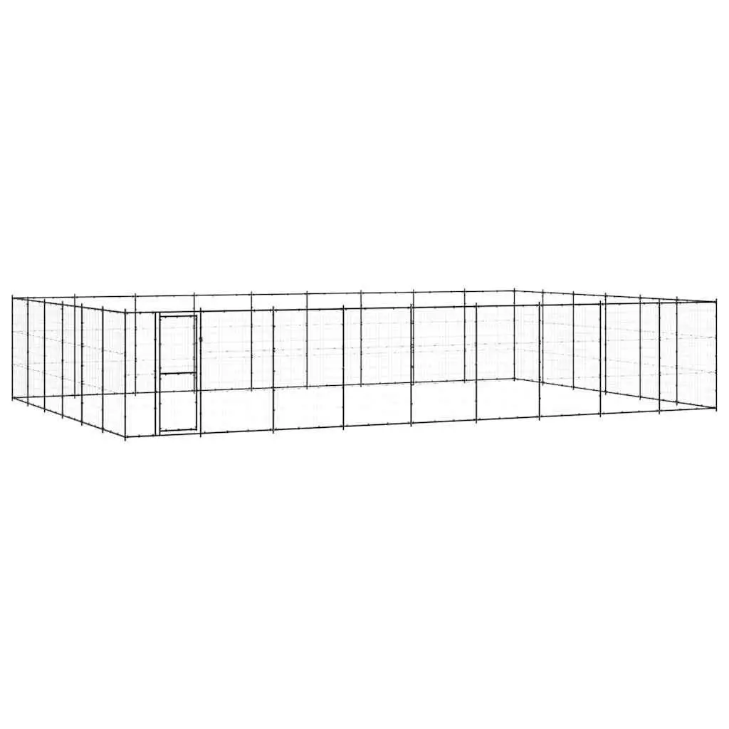 Dog Kennel Outdoor Run Enclosure Exercise Pen Large Black Steel Mesh