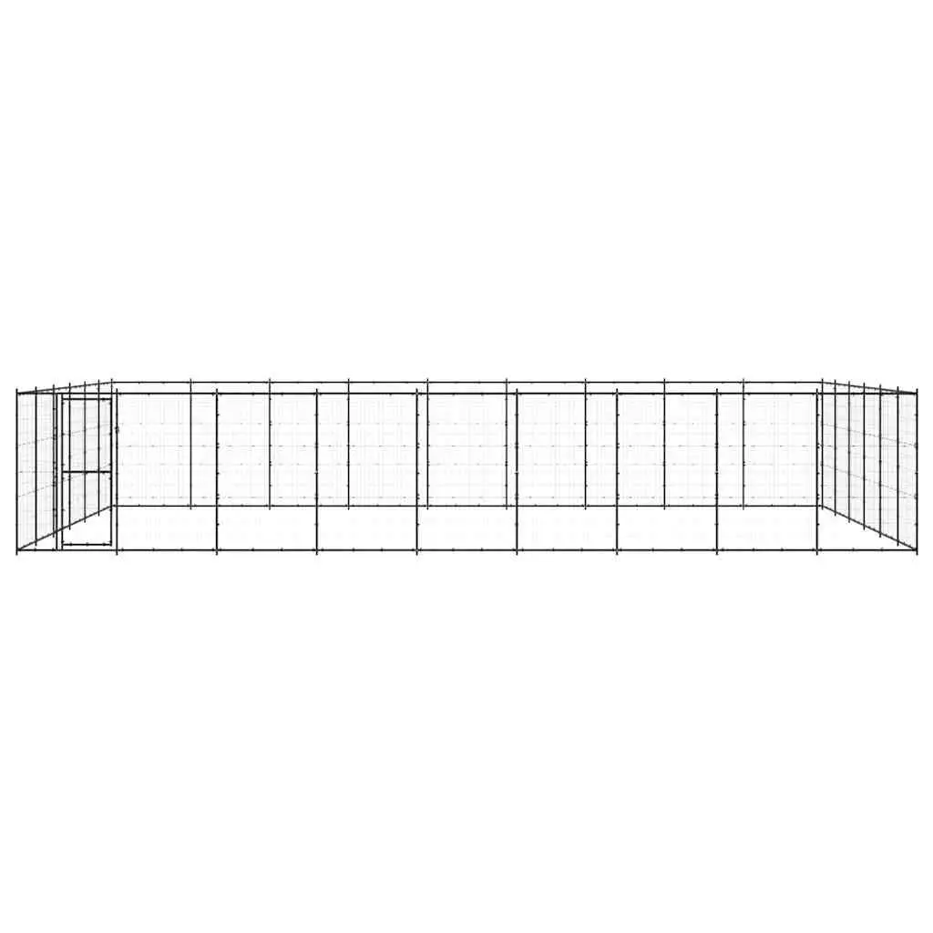 Dog Kennel Outdoor Run Enclosure Exercise Pen Large Black Steel Mesh