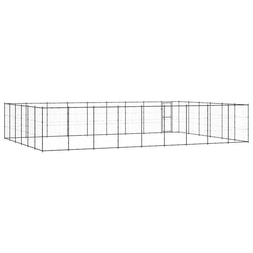 Dog Kennel Outdoor Run Enclosure Exercise Pen Large Black Steel Mesh