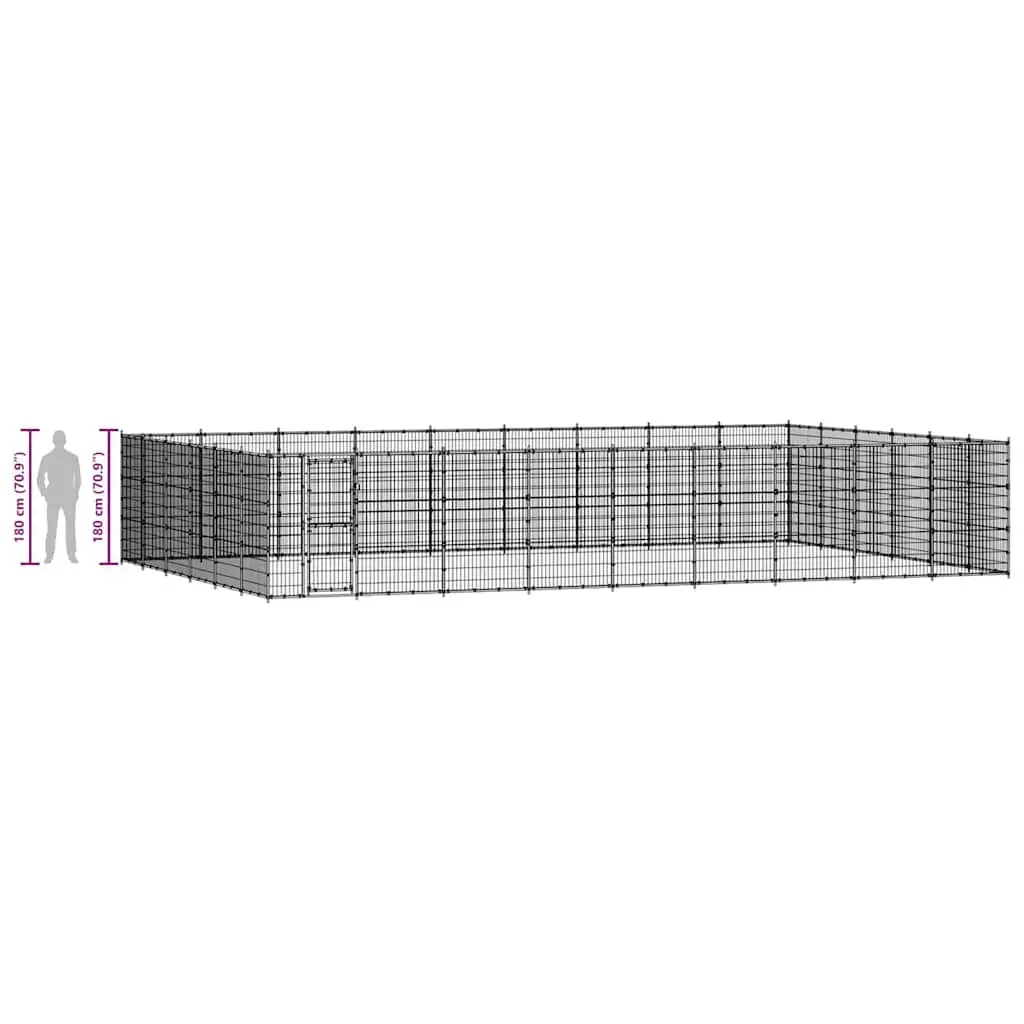 Dog Kennel Outdoor Run Enclosure Exercise Pen Large Black Steel Mesh